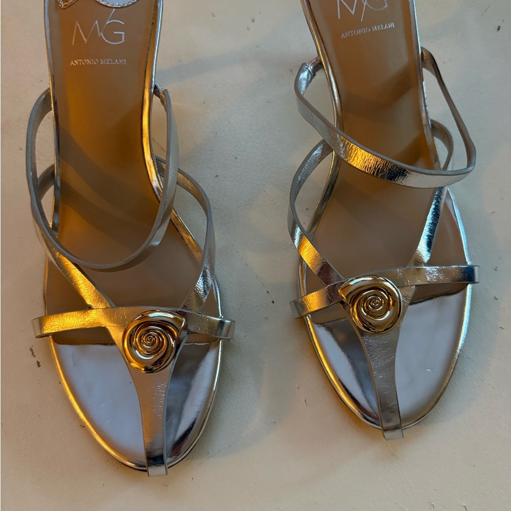 Antonio Melani Metallic Gold Rose Heels